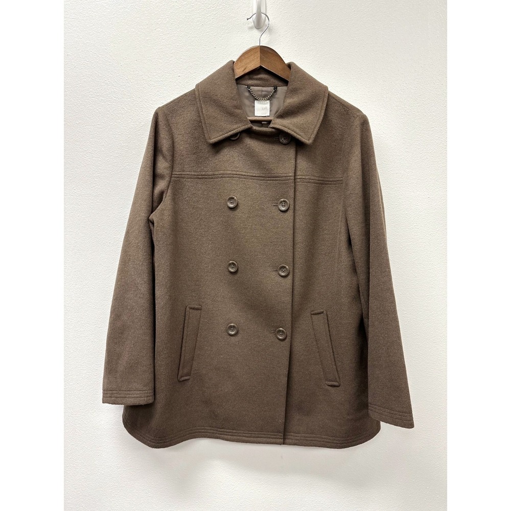 j. Jill Double Breasted‎ Wool Blend Pea Coat Brown M